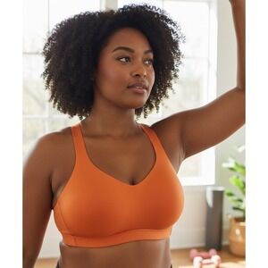 Calia Orange Sports Bra Racerback Molded Padded Wirefree Support Medium Size S